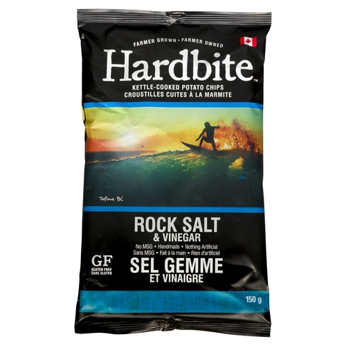 Hardbite - Handcrafted-Style Potato Chips - Rock Salt & Vinegar 150g, 1 Each