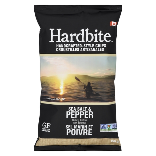 Hardbite - Handcrafted-Style Potato Chips - Sea Salt & Pepper 150g, 1 Each