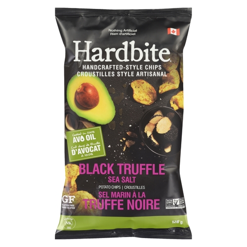 Hardbite - Handcrafted-Style Potato Chips - Black Truffle Sea Salt 128g, 1 Each