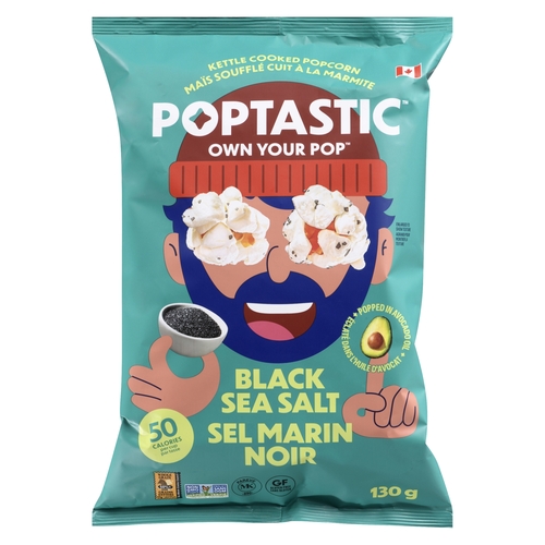 Poptastic - Kettle Cooked Popcorn - Black Sea Salt 130g