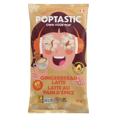 Poptastic Kettle Cooked Popcorn - Gingerbread Latte 55g, 1 Each