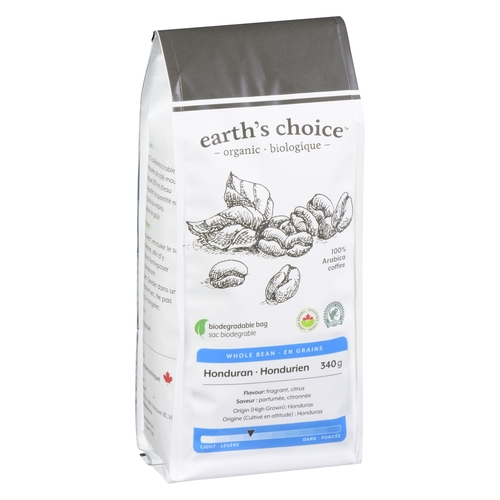 Earth's Choice - Organic Coffee - Whole Bean - Honduran 340g, 1 Each