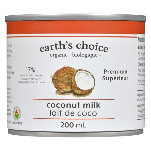 Earth's Choice - Organic Coconut Milk - Premium 200ml, 1 Each