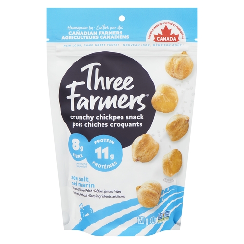 Three Farmers - Crunchy Chickpea Snack - Sea Salt 120g, 1 Each