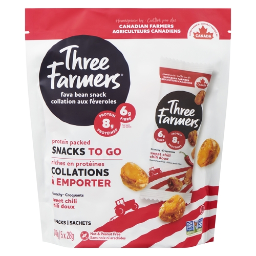 Three Farmers - Fava Bean Snack - Sweet Chili 5 Packs 140g, 1 Each