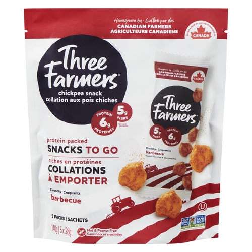 Three Farmers - Chickpea Snack - Barbecue 5 Packs 140g, 1 Each