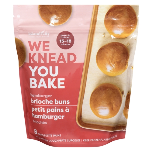 Island City - We Knead You Bake - Hamburger Brioche Buns Frozen Dough 8's 480g, 1 Each