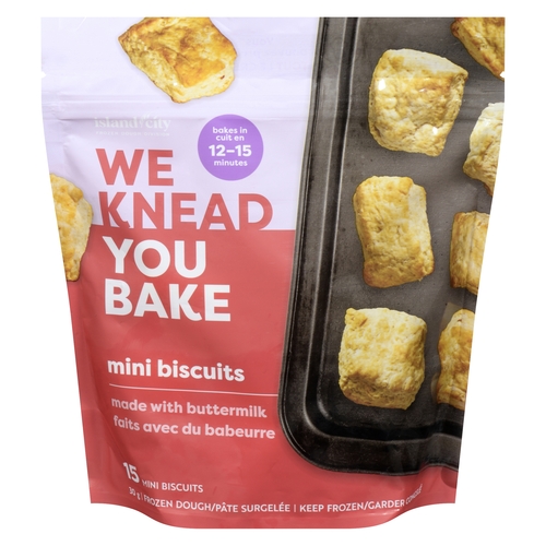 Island City - We Knead You Bake - Mini Biscuits Made With Buttermilk Frozen Dough 15's 450g, 1 Each