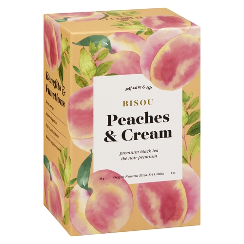 Bisou Premium Black Tea - Peaches & Cream 12's 30g, 1 Each