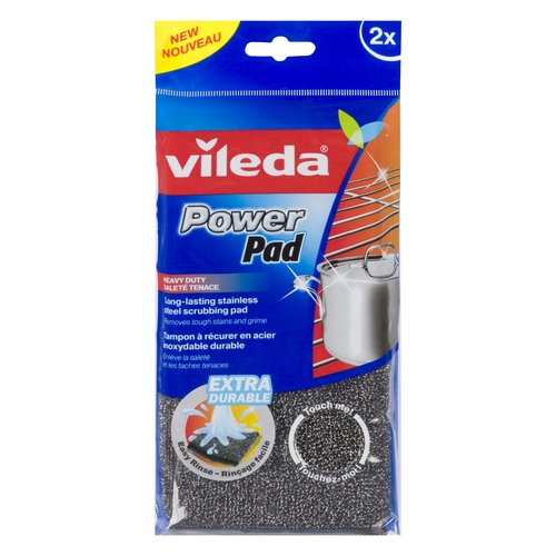 Vileda - Power Pad Heavy Duty Stainless Steel Scrubbing Pad 2pk