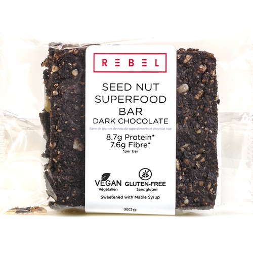 Rebel Foods - Seed Nut Superfood Bar - Dark Chocolate 80g, 1 Each