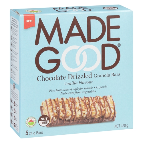 Made Good - Chocolate Drizzled Granola Bars - Vanilla Flavour 5 Bars 120g, 1 Each
