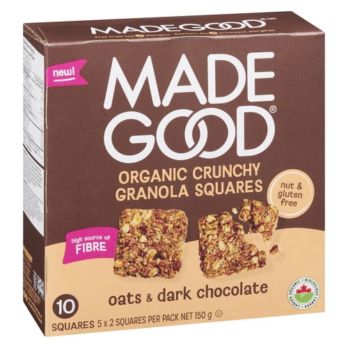 Made Good Organic Crunchy Granola Squares - Oats & Dark Chocolate 10's 150g, 1 Each