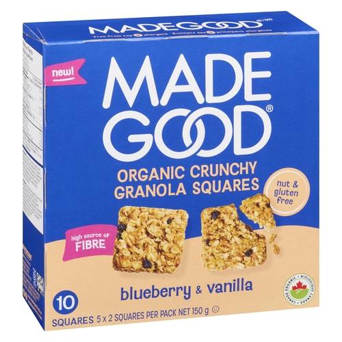 Made Good Organic Crunchy Granola Squares - Blueberry & Vanilla 10's 150g, 1 Each