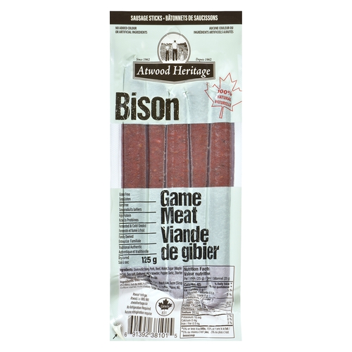 Atwood Heritage - Sausage Sticks - Bison 5's 125g, 1 Each