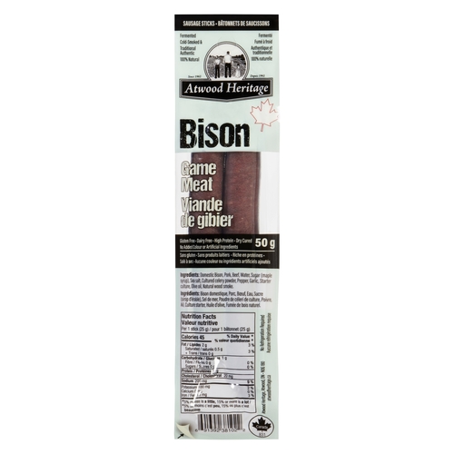 Atwood Heritage - Sausage Sticks - Bison 2's 50g, 1 Each