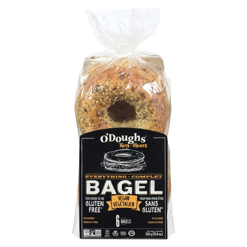 O'Doughs Bagel Thins - Everything 6's - Gluten Free 300g, 1 Each