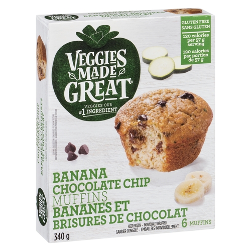 Veggies Made Great - Muffins - Banana Chocolate Chip 6's 340g, 1 Each