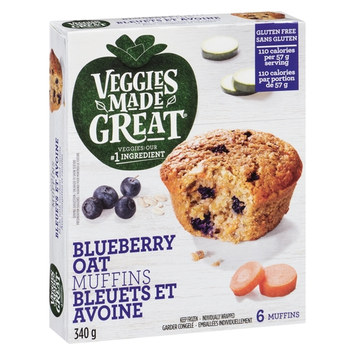 Veggies Made Great - Muffins - Blueberry Oat 6's 340g, 1 Each