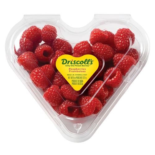 Fresh Raspberries - Heart Shaped Clamshell 227g