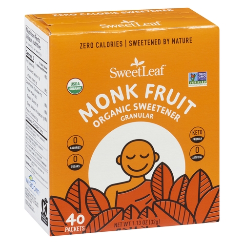 SweetLeaf - Organic Monk Fruit Sweetener Granular Packets 40s