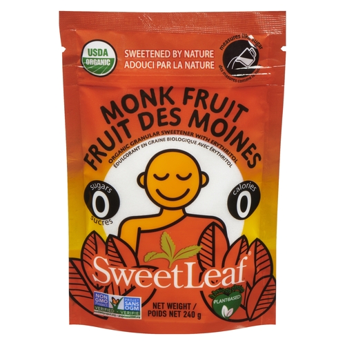 SweetLeaf - Organic Monk Fruit Granular Sweetener with Erythritol 240g, 1 Each
