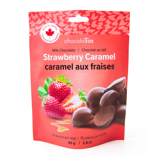 ChocolaTas - Strawberry Caramel - Milk Chocolate 80g, 1 Each