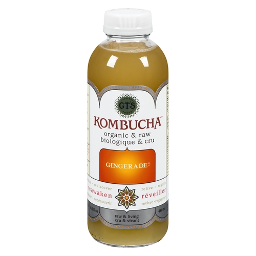 GT's - Organic Synergy Raw Kombucha - Gingerade 480ml, 1 Each