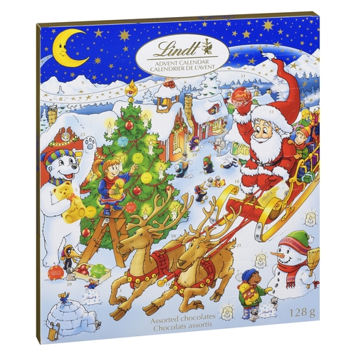 Lindt - Advent Calendar - Santa & Reindeer - Assorted Chocolates 128g, 1 Each