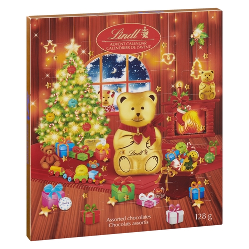 Lindt - Advent Calendar - Teddy Bear - Assorted Chocolates 128g, 1 Each
