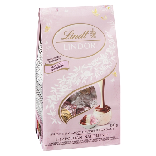 Lindt Lindor - Neapolitan - Strawberry Flavoured White Chocolate with a Delectably Smooth Milk and White Centre 150g, 1 Each