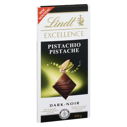 Lindt - Excellence Pistachio - Dark Chocolate with Caramelized Pistachio Pieces and Sea Salt 100g, 1 Each