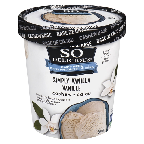 So Delicious Non-Dairy Frozen Dessert - Simply Vanilla - Cashew Base 500ml, 1 Each