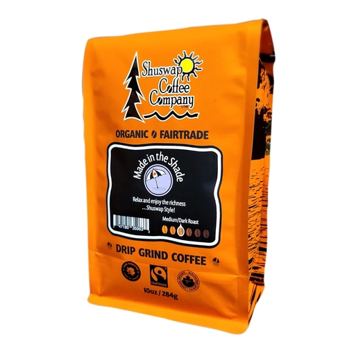 Shuswap Coffee Company - Organic Made In Shade - Medium/Dark Roast - Drip Grind Coffee 285g, 1 Each