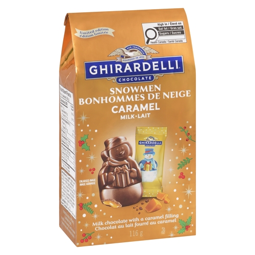 Ghirardelli - Chocolate Snowmen Milk Chocolate with a Caramel Filling Caramel Milk 116g, 1 Each