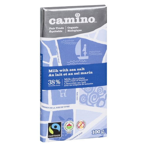 Camino Organic Salted Milk Chocolate - 38% Cacao 100g, 1 Each