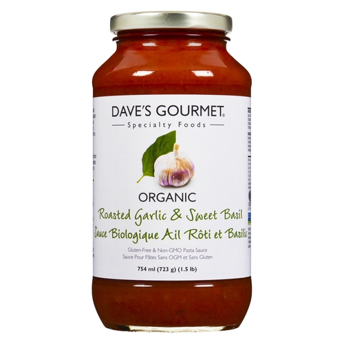 Dave's Gourmet - Organic Pasta Sauce - Roasted Garlic & Sweet Basil 709ml