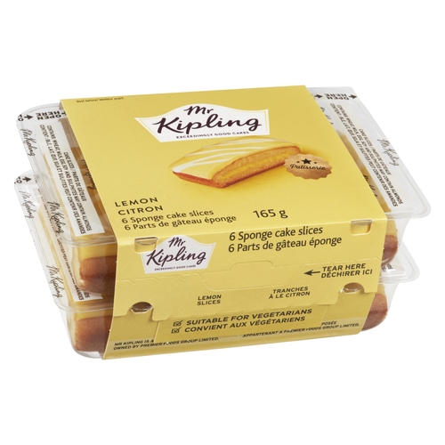 Mr Kipling - Sponge Cake Slices - Lemon 6's 165g, 1 Each