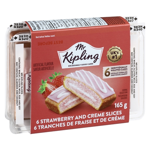 Mr Kipling - Strawberry and Creme Slices 6's 165g, 1 Each