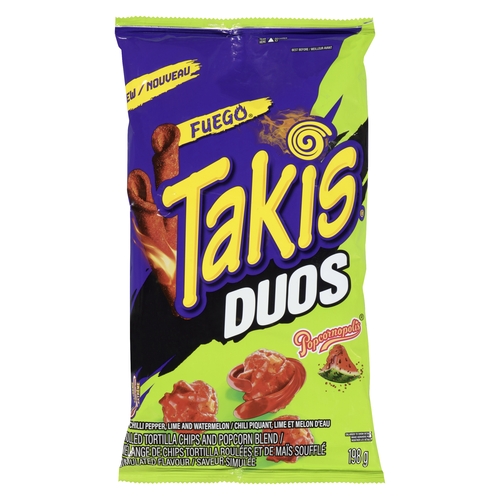 Takis - Rolled Tortilla Chips and Popcorn Blend - Duos Popcornopolis 198g, 1 Each