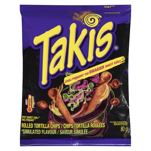 Takis - Rolled Tortilla Chips - Dragon Sweet Chili - Spicy Sweet Chili 80g, 1 Each