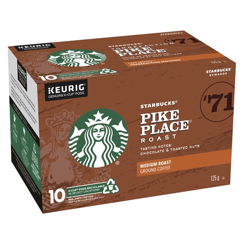 Starbucks - K-Cup Coffee - Pike Place Medium Roast 10/20g, 1 Each