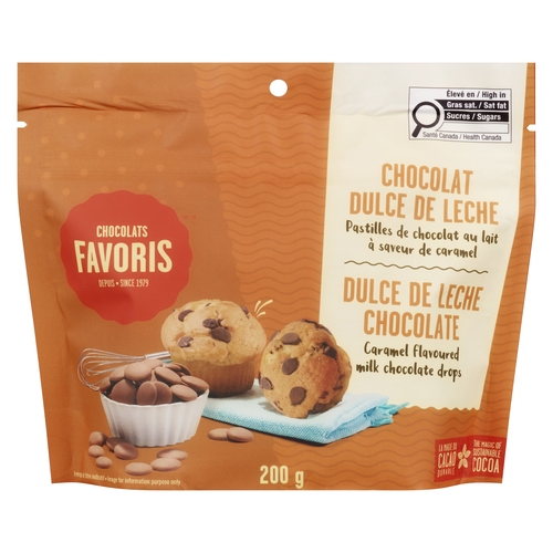 Chocolats Favoris Milk Chocolate Drops -  Caramel Flavoured Dulce de Leche 200g, 1 Each
