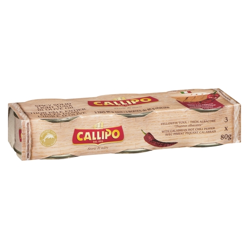 Callipo - Spicy Solid Light Tuna in Olive Oil with Calabrian Hot Chili Pepper 3/80g, 1 Each