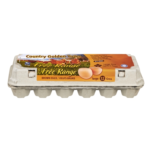 Country Golden Yolks - Free Range Eggs - Large 12pk, 1 Each