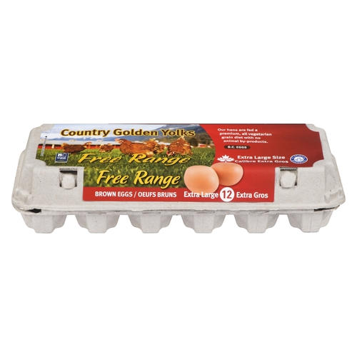 Country Golden Yolks - Free Range Eggs - Extra-Large XL 12pk, 1 Each