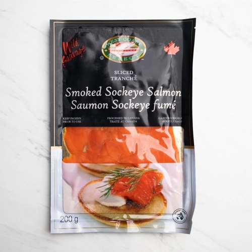 West Coast Select - Wild Smoked Sockeye Salmon - Sliced 200g, 1 Each