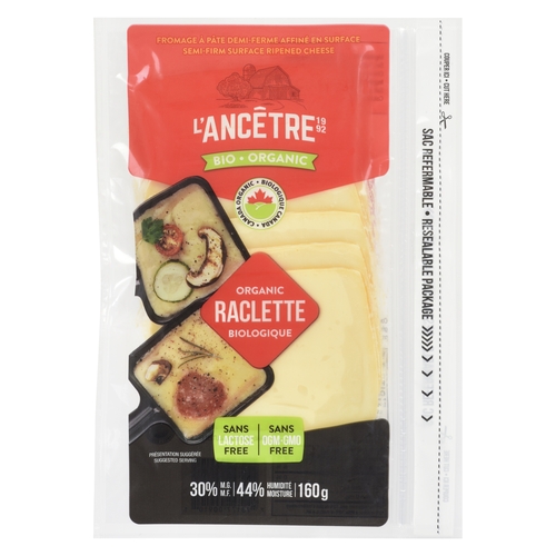 L'Ancetre - Organic Raclette Semi-Firm Surface Ripened Cheese 160g, 1 Each