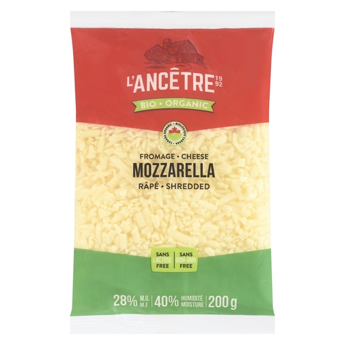 L'Ancetre - Organic Mozzarella Cheese - Shredded 28% m.f. - Lactose Free 200g
