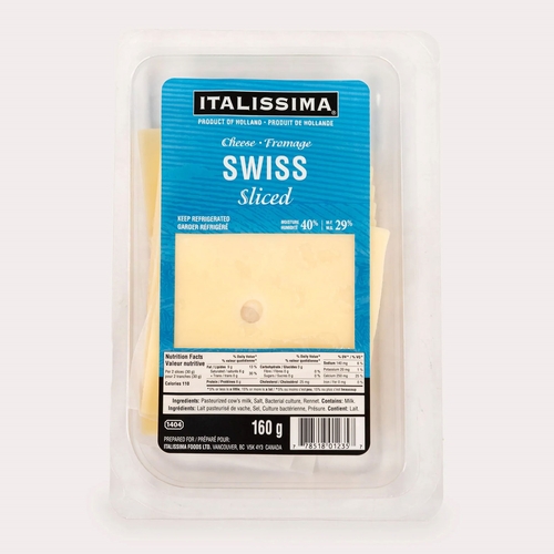 Italissima - Swiss Emmenthal Cheese 29% m.f. - Sliced 160g, 1 Each